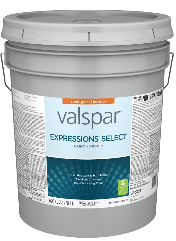 Valspar Expressions Select 4300 028.0043002.008 Latex Paint, Acrylic Base, Semi-Gloss, Pastel Base, 