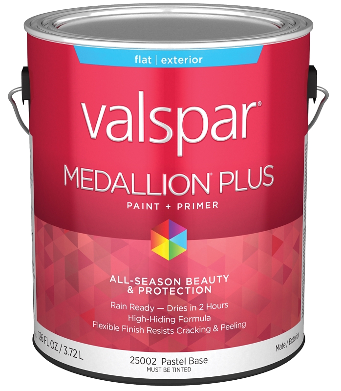 Valspar Medallion Plus 2500 028.0025002.007 Latex Paint, Acrylic Base, Flat Sheen, Pastel Base, 1 ga