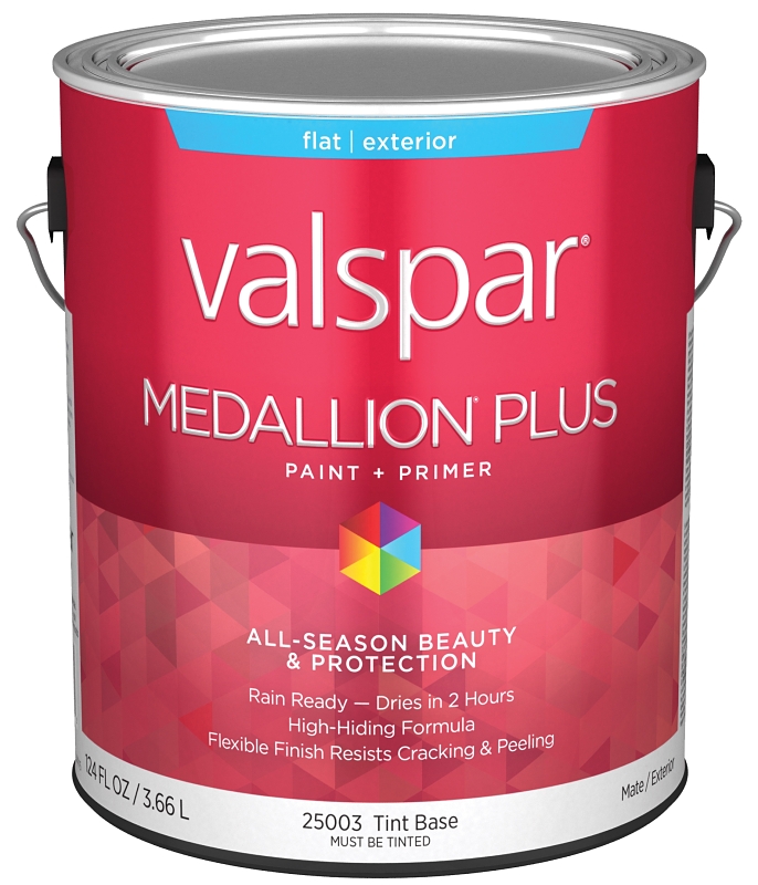 Valspar Medallion Plus 2500 028.0025003.007 Latex Paint, Acrylic Base, Flat Sheen, Tint Base, 1 gal,
