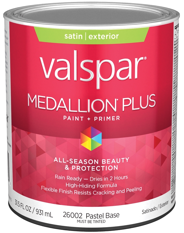 Valspar Medallion Plus 2600 028.0026002.005 Latex Paint, Acrylic Base, Satin Sheen, Pastel Base, 1 q