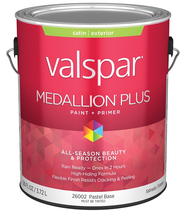 Valspar Medallion Plus 2600 028.0026002.007 Latex Paint, Acrylic Base, Satin Sheen, Pastel Base, 1 g