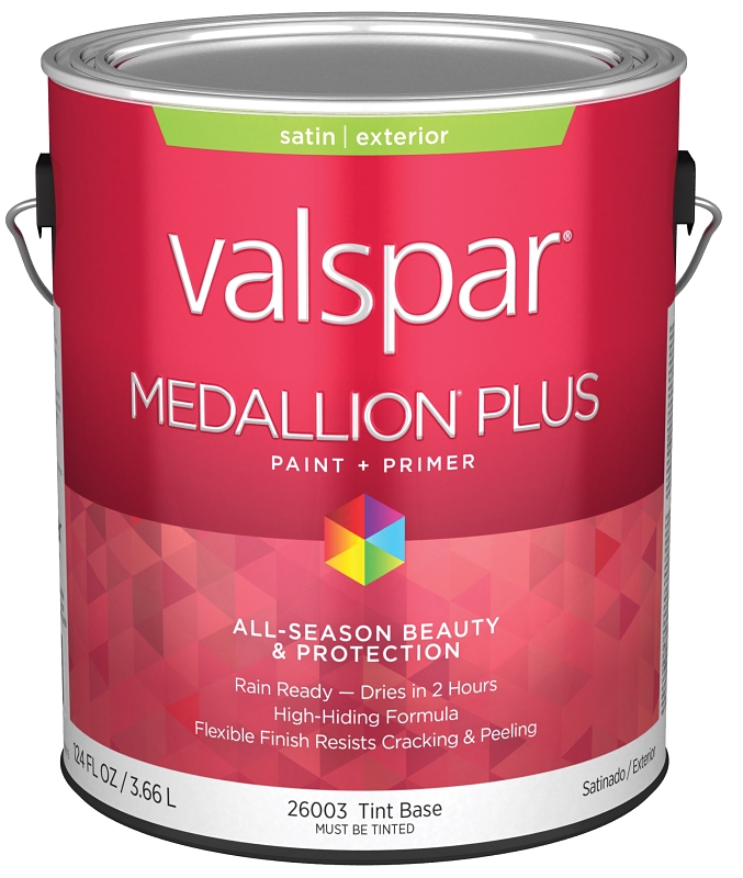 Valspar Medallion Plus 2600 028.0026003.007 Latex Paint, Acrylic Base, Satin Sheen, Tint Base, 1 gal