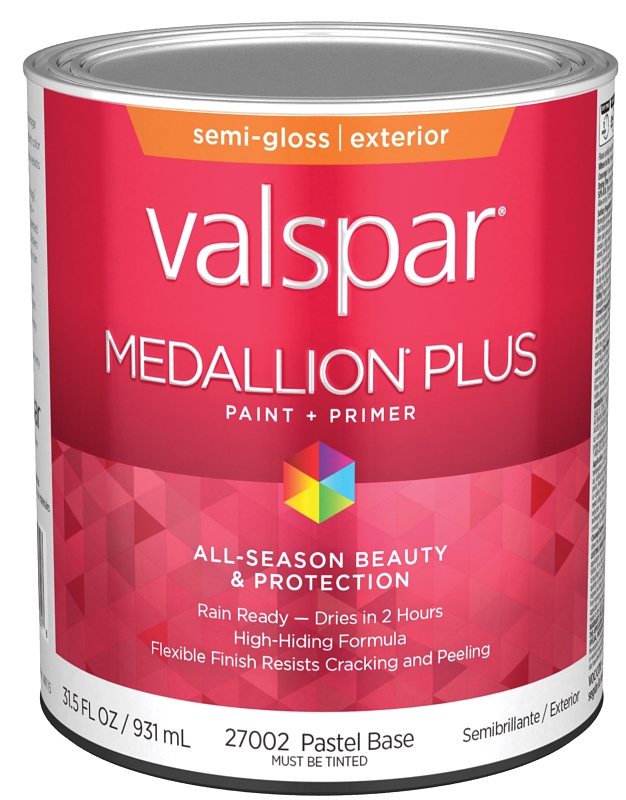 Valspar Medallion Plus 2600 028.0027002.005 Latex Paint, Acrylic Base, Semi-Gloss Sheen, Pastel Base