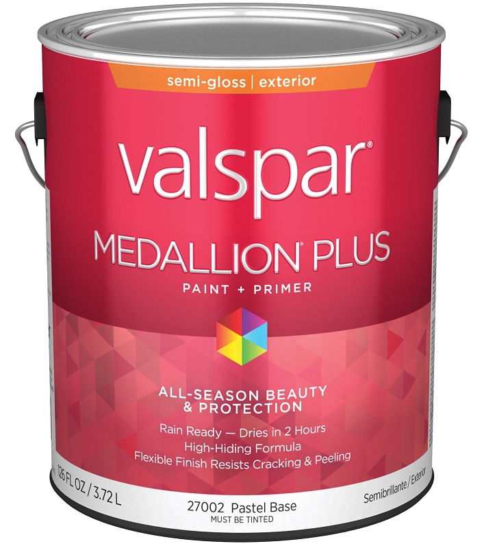 Valspar Medallion Plus 2600 028.0027002.007 Latex Paint, Acrylic Base, Semi-Gloss Sheen, Pastel Base