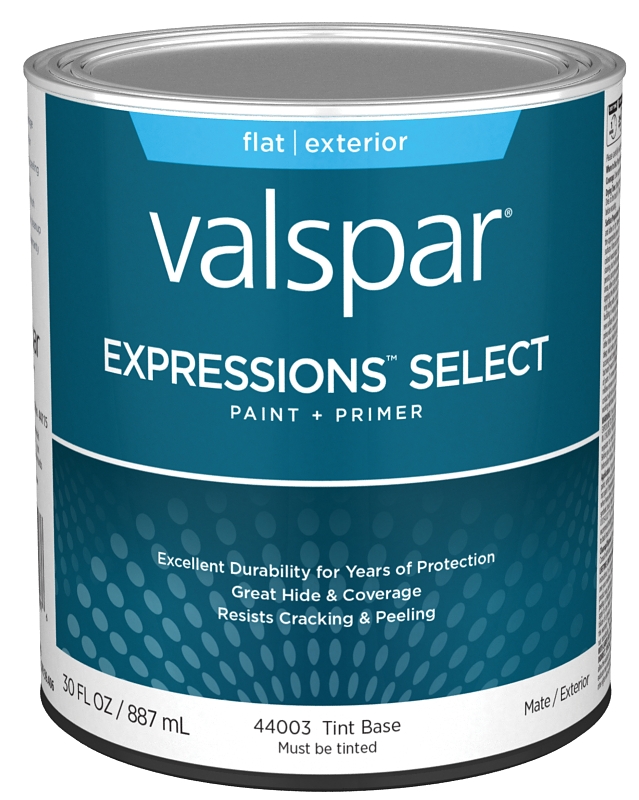 Valspar Expressions Select 4400 028.0044003.005 Latex Paint, Acrylic Base, Flat, Tint Base, 1 qt, Pl