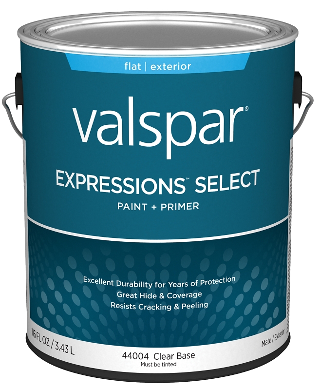 Valspar Expressions Select 4400 028.0044004.007 Latex Paint, Acrylic Base, Flat Sheen, Clear Base, 1