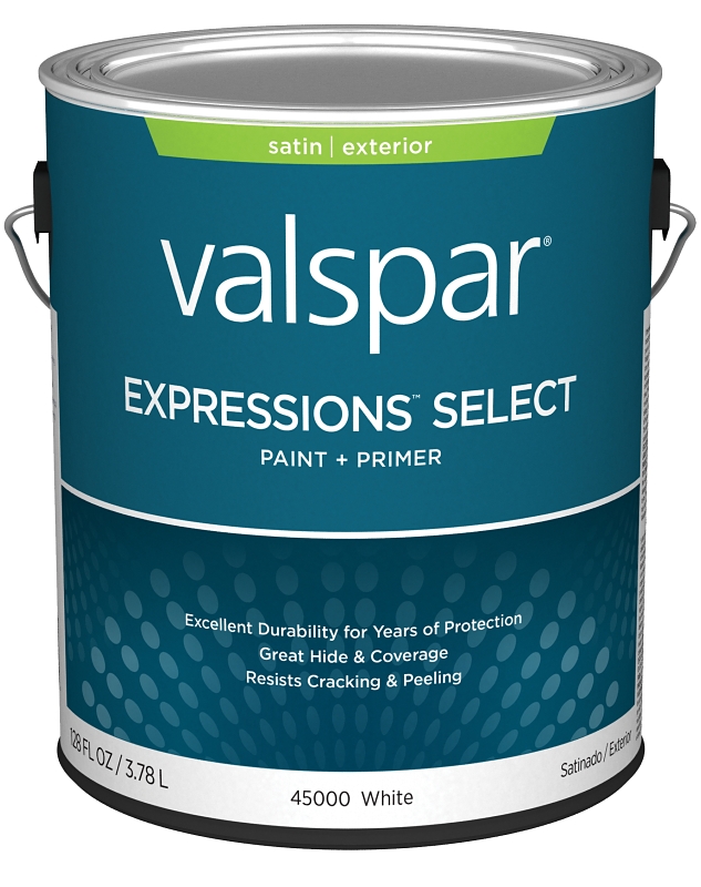 Valspar Expressions Select 4500 028.0045000.007 Latex Paint, Acrylic Base, Satin Sheen, White Base, 