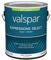 Valspar Expressions Select 4500 028.0045004.007 Latex Paint, Acrylic Base, Satin Sheen, Clear Base, 