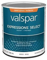 Valspar Expressions Select 4600 028.0046000.005 Latex Paint, Acrylic Base, Semi-Gloss, White Base, 1