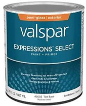 Valspar Expressions Select 4600 028.0046003.005 Latex Paint, Acrylic Base, Semi-Gloss Sheen, Tint Ba