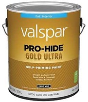 Valspar Pro-Hide Gold Ultra 6100 028.0061000.007 Latex Paint, Acrylic Base, Flat Sheen, Super One Co