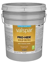 Valspar Pro-Hide Gold Ultra 6100 028.0061003.008 Latex Paint, Acrylic Base, Flat, Tint White, 5 gal