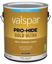 Valspar Pro-Hide Gold Ultra 6100 028.0061004.007 Latex Paint, Acrylic Base, Flat Sheen, Clear Base, 