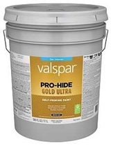 Valspar Pro-Hide Gold Ultra 6100 028.0061004.008 Latex Paint, Acrylic Base, Flat, Clear Base, 5 gal