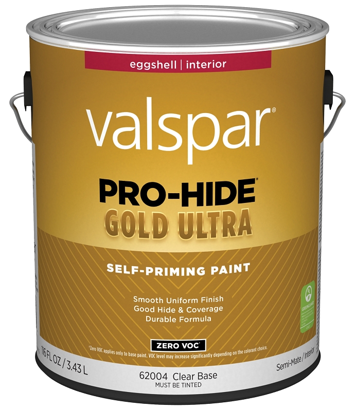 Valspar Pro-Hide Gold Ultra 6200 028.0062004.007 Latex Paint, Acrylic Base, Eggshell Sheen, Clear Ba