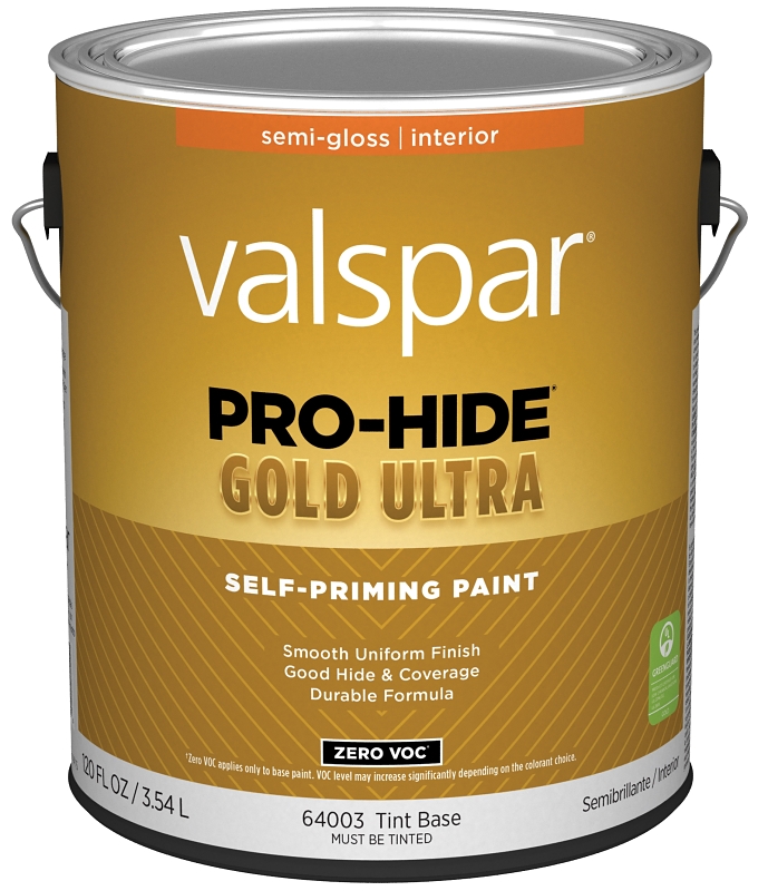 Valspar Pro-Hide Gold Ultra 6400 028.0064003.007 Latex Paint, Acrylic Base, Semi-Gloss Sheen, Tint W