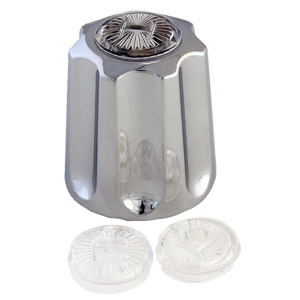 Large, Universal, Chrome, Metal, Tub & Shower Handle, With Set Screw Adapters, Hot, Cold, & Diverter