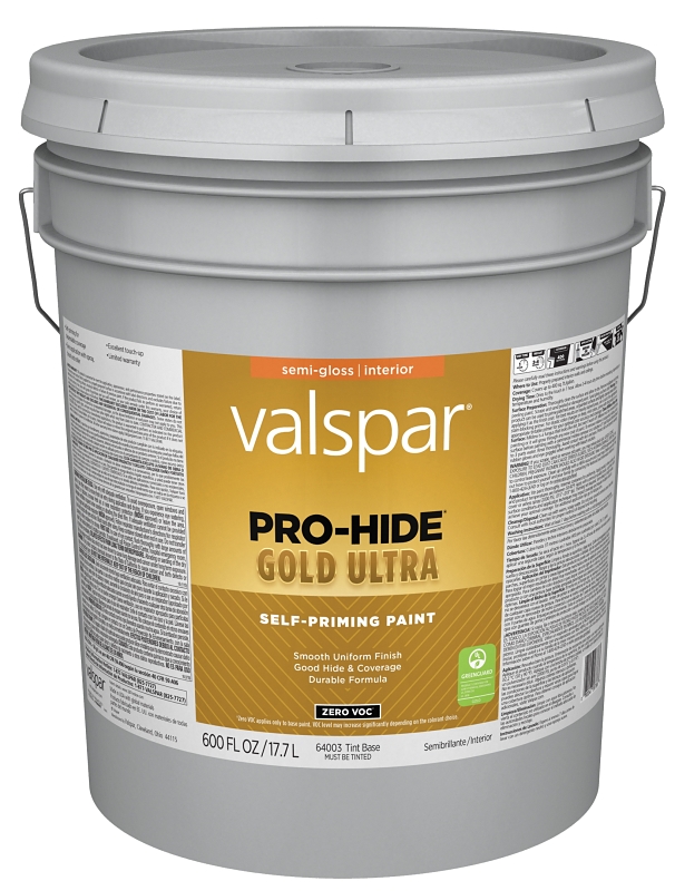 Valspar Pro-Hide Gold Ultra 6400 028.0064003.008 Latex Paint, Acrylic Base, Semi-Gloss Sheen, Tint W