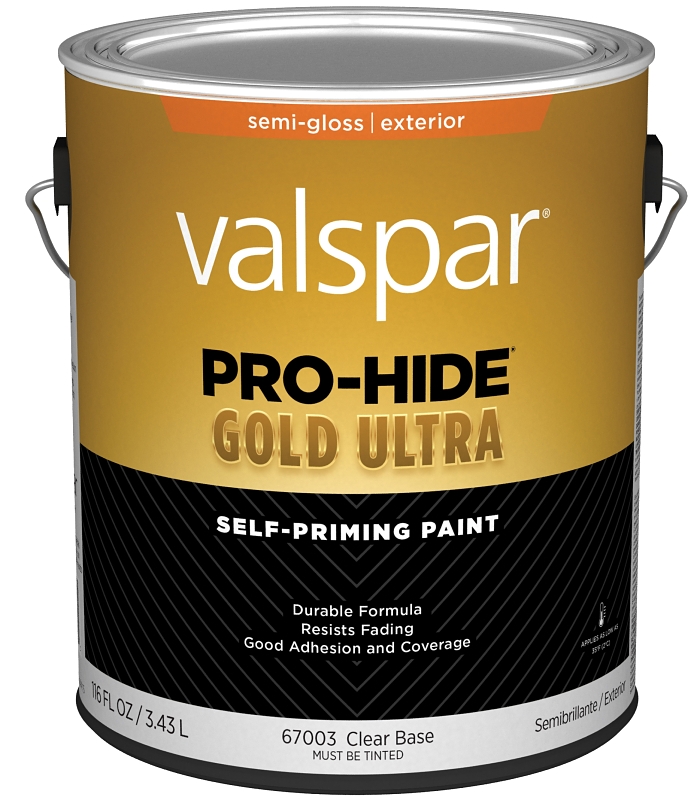 Valspar Pro-Hide Gold Ultra 6700 028.0067003.007 Latex Paint, Acrylic Base, Semi-Gloss Sheen, Clear 