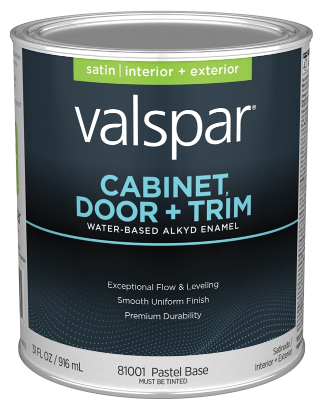 Valspar 8100 028.0081001.005 Cabinet, Door and Trim Paint Enamel, Water Base, Satin Sheen, Pastel Ba