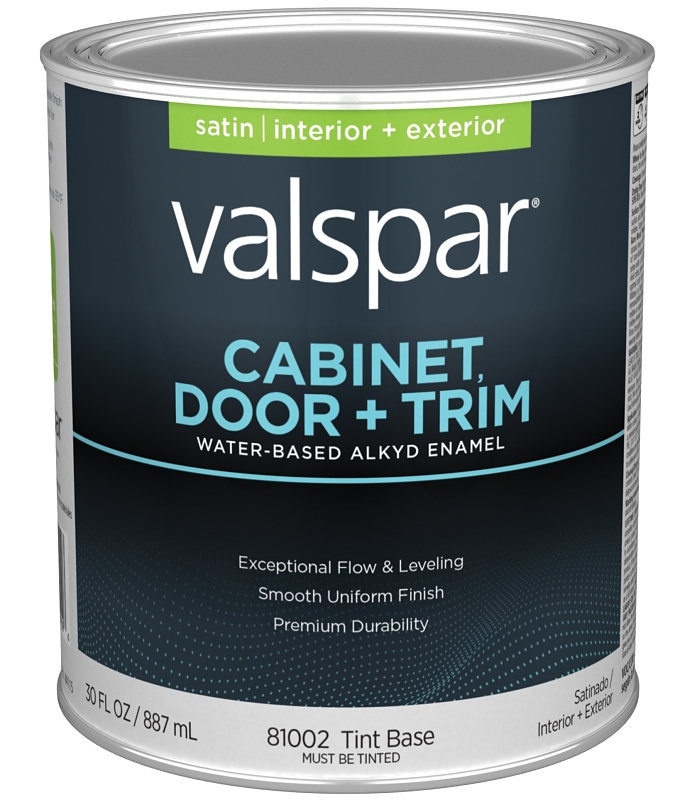 Valspar 8100 028.0081002.005 Cabinet, Door and Trim Paint Enamel, Water Base, Satin Sheen, Tint Base