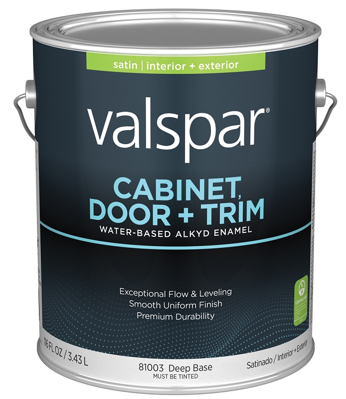Valspar 8100 028.0081003.007 Cabinet, Door and Trim Paint Enamel, Water Base, Satin Sheen, Deep Base