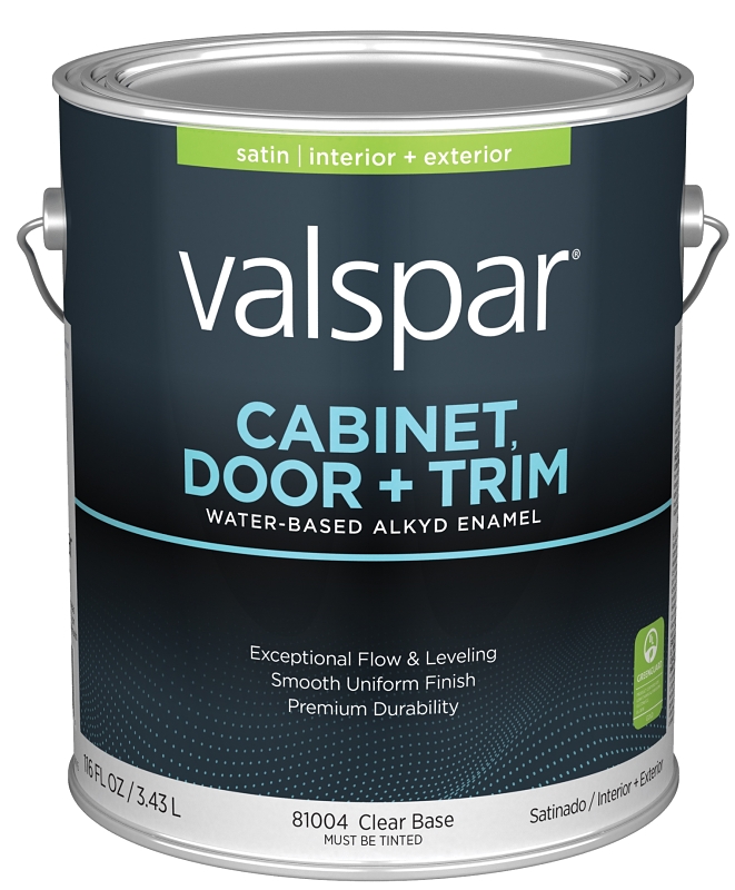Valspar 8100 028.0081004.007 Cabinet, Door and Trim Paint Enamel, Water Base, Satin Sheen, Clear Bas