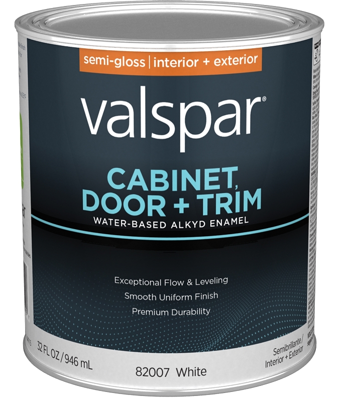Valspar 8200 028.0082007.005 Cabinet, Door and Trim Paint Enamel, Water Base, Semi-Gloss Sheen, Whit