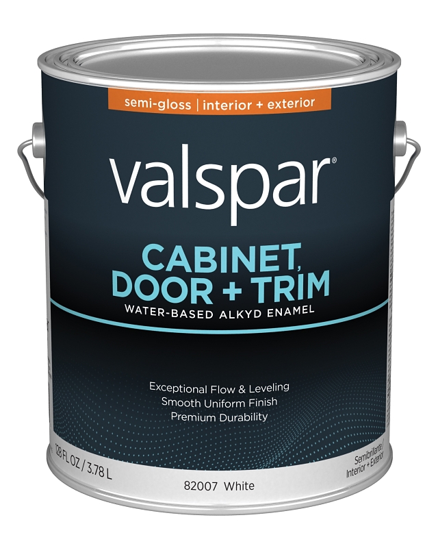 Valspar 8200 028.0082007.007 Cabinet, Door and Trim Paint Enamel, Water Base, Semi-Gloss Sheen, Whit