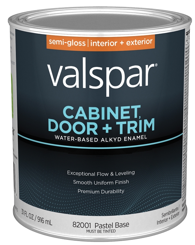 Valspar 8200 028.0082001.005 Cabinet, Door and Trim Paint Enamel, Water Base, Semi-Gloss Sheen, Past