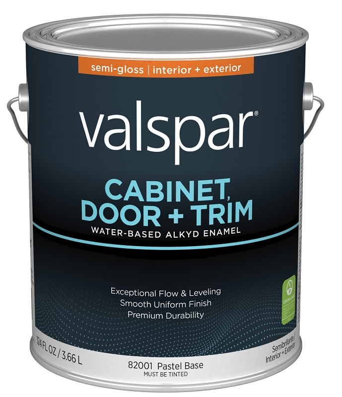 Valspar 8200 028.0082001.007 Cabinet, Door and Trim Paint Enamel, Water Base, Semi-Gloss Sheen, Past