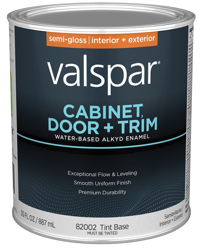 Valspar 8200 028.0082002.005 Cabinet, Door and Trim Paint Enamel, Water Base, Semi-Gloss Sheen, Tint