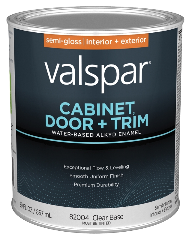 Valspar 8200 028.0082004.005 Cabinet, Door and Trim Paint Enamel, Water Base, Semi-Gloss Sheen, Clea
