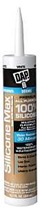 DAP SILICONE MAX 08790 Silicone Sealant, White, 24 hr Curing, -35 to 120 deg F, 10.1 fl-oz Cartridge