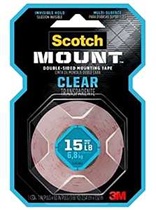Scotch-Mount 410H-DC Mounting Tape, 1.52 m L, 2.54 cm W, Acrylic Backing, Clear