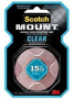 Scotch-Mount 410H-DC Mounting Tape, 1.52 m L, 2.54 cm W, Acrylic Backing, Clear