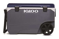 Igloo Maxcold Latitude Series Roller Cool Box, 90 qt Cooler, Polyethylene, Aegean Sea/Carbonite