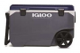 Igloo Maxcold Latitude Series Roller Cool Box, 90 qt Cooler, Polyethylene, Aegean Sea/Carbonite