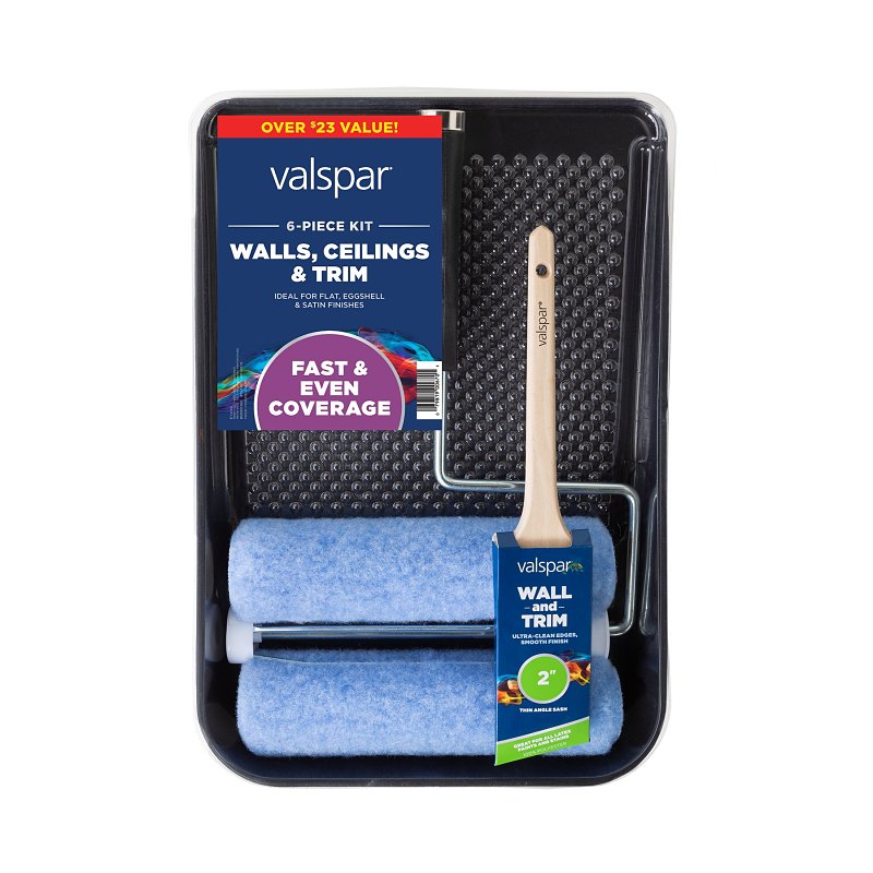 Valspar Wall, Ceilings and Trim 889905960 Paint Roller Kit, Smooth, Wall and Ceilings Surface, Polye