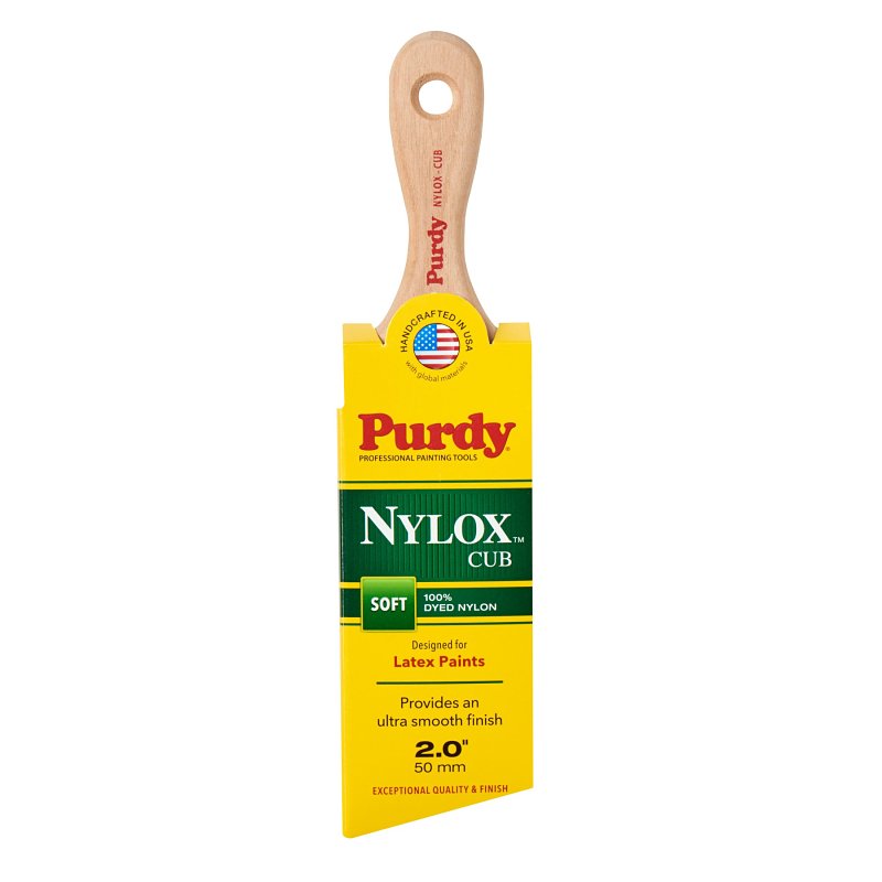 Purdy Nylox Cub 144153220 Paint Brush, 2 in W, General Purpose Brush, Nylon Bristle, Ergonomic, Shor