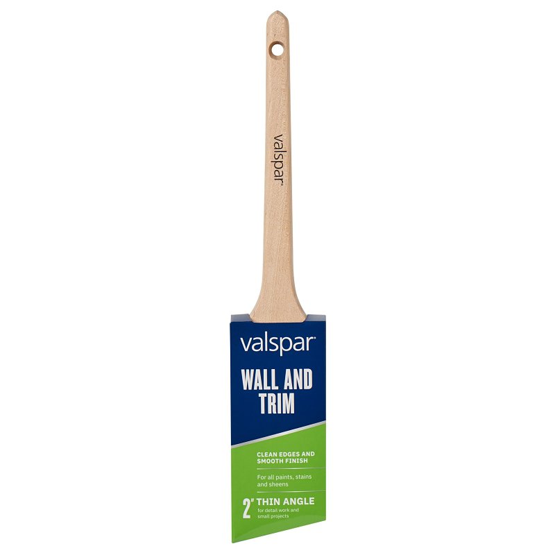 Valspar Wall and Trim Series 882545300 Thin Sash Brush, Wood Handle, 2 in W, Angle Brush, Polyester 