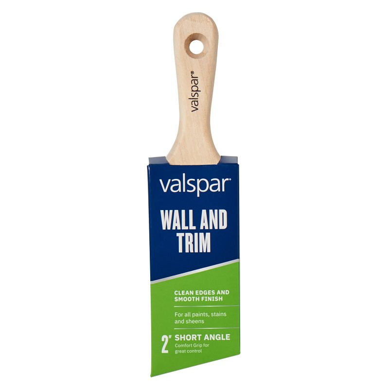 Valspar Wall and Trim Series 882566350 Sash Brush, Wood Handle, 2 in W, Angle Brush, Polyester Brist