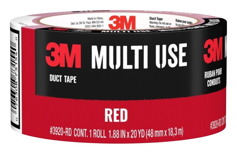 Scotch 3920-RD Duct Tape, Red, 6.5 mm Thick, 20 yd L, 1.88 in W
