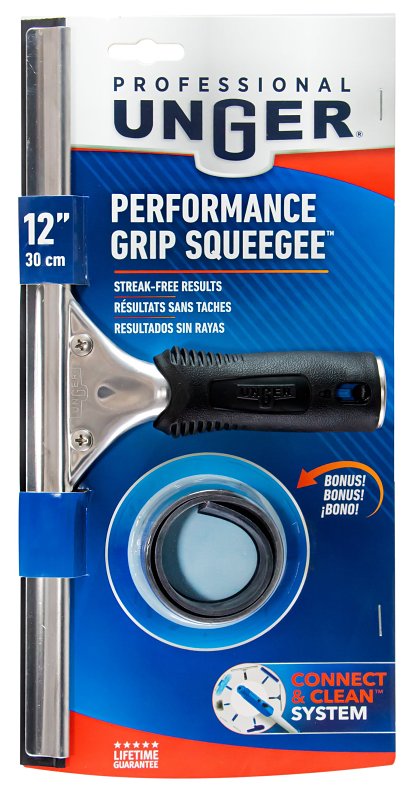 Unger Professional Window Squeegee, 12 in Blade, Poly Blade