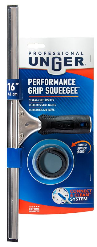 Unger Professional Window Squeegee, 16 in Blade, Poly Blade