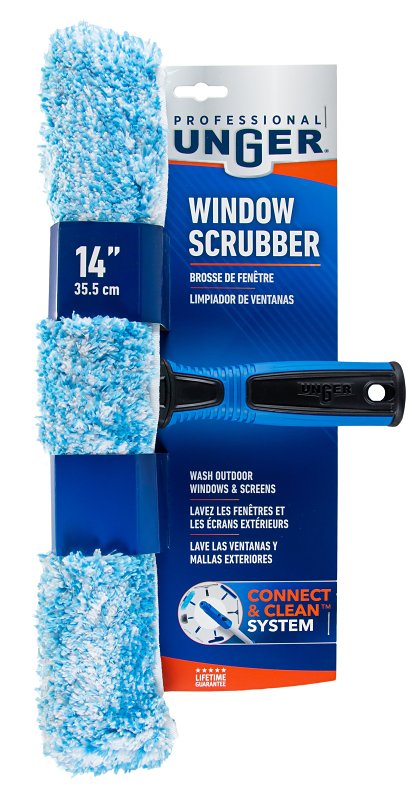 Unger Professional Window Scrubber, 14 in L Head, Plastic Head