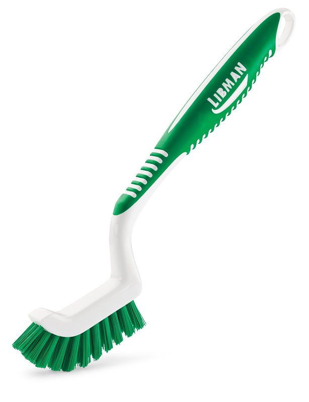 Libman Tile and Grout Brush, 7/8 in L Trim, PET, 3-1/2 in W Brush, 9.88 in OAL, Green/White
