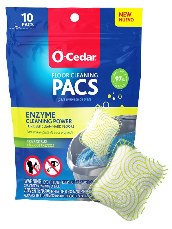 O-Cedar Hard Floor Cleaner PACS, 10 oz, Solid, Crisp Citrus, White