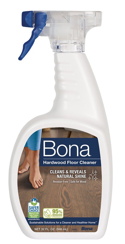 Bona Hardwood Floor Cleaner, 32 oz, Liquid, Mild, Light Blue