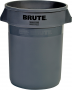 Rubbermaid Trash Container, 32 gal Capacity, Polyethylene, Gray